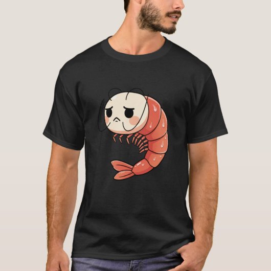 T-shirt Anime Kawaii Shrimp Chibi, Cute Grumpy Shrimp Mang (Devant)