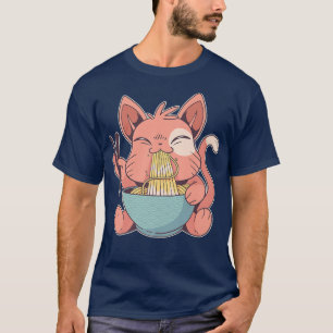 T-shirt Anime Merch Japon Style japonais Kawaii Ramen Chat