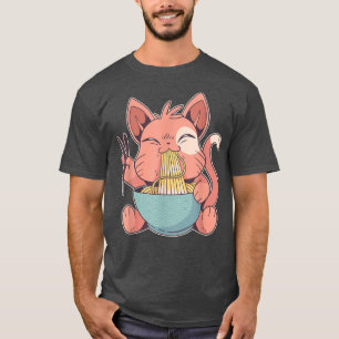 T-shirt Anime Merch Japon Style japonais Kawaii Ramen Chat
