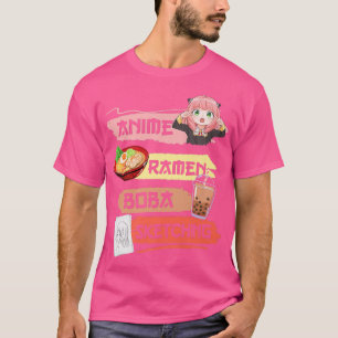 T-shirt Anime Ramen Boba Et Sketting Kawaii Anime Japane