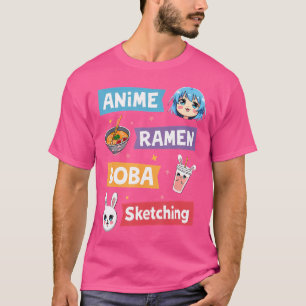 T-shirt Anime Ramen Boba Sketching Anime Girl