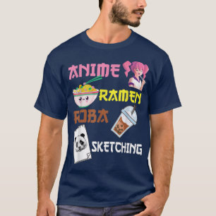 T-shirt Anime Ramen Boba Sketing - drôle Kawaii Anime
