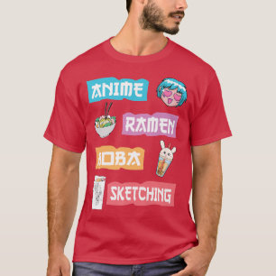 T-shirt Anime Ramen Boba Sketing - Kawaii Anime Me Lover