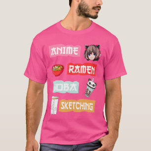 T-shirt Anime Ramen Boba Sketting - Kawaii Anime Lover Gi