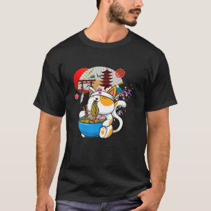 T-shirt Anime Ramen Chat nouilles japonaises Aesthétique 