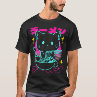 T-shirt Anime Ramen Chat nouilles japonaises Aesthétique K