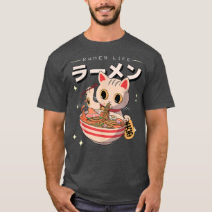 T-shirt Anime Ramen Chat nouilles japonaises Retro Gold Lu