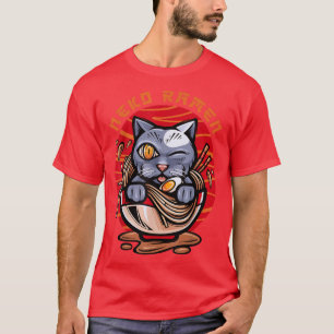 T-shirt Anime Ramen Chat Retro Japonais Nouilles esthétiqu