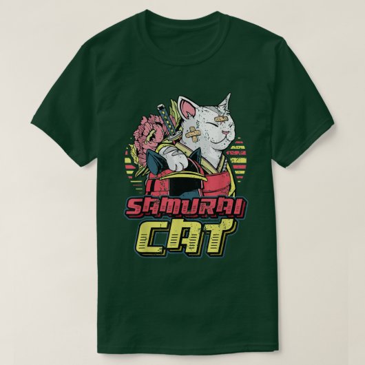 T-shirt Anime Samurai Cat Anime (2) (Design devant)