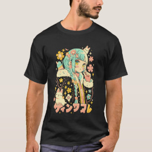 T-shirt Anime Waifu Mignonne Anime Manga Fille au Chat Dou
