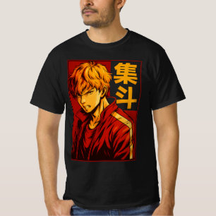 T-shirt Anime Warrior - Fiery Determination Bold Japonais