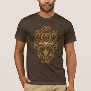 T-shirt Ankh tribal décoratif - brun
