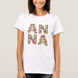 T-shirt 'ANNA' Nom personnalisé Fleurs de printemps lunair