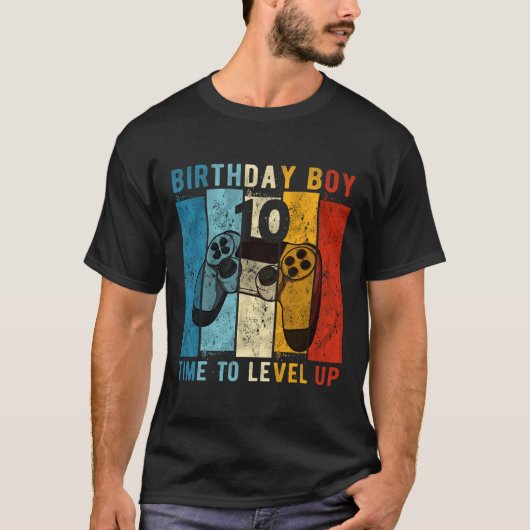 T-shirt Année Anniversaire Garçon 10 fois à niveau jusqu'a (Devant)
