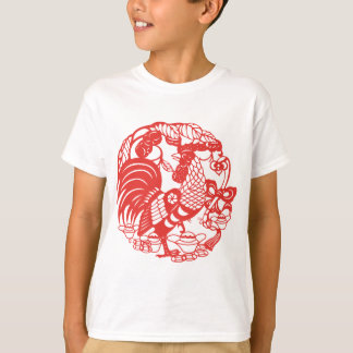 T-shirt Année chinoise de la coq de coupe de papier 2017 E