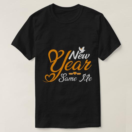 T-shirt "Année" Cœur Typographie Écriture Dorée (Design devant)