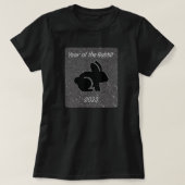 T-shirt Année de la Parties scintillant noire lapin (Design devant)