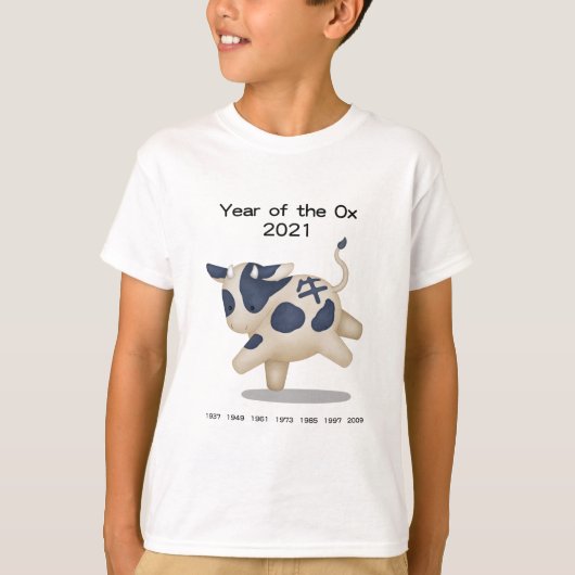 T-shirt Année de l'Ox Cute Zodiac Animal 2021 (Devant)
