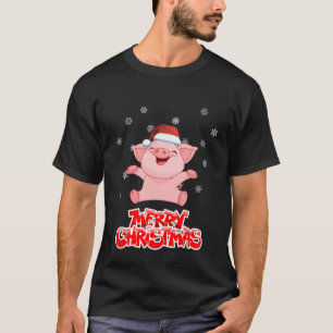 T-shirt Année de porc - Joyeux Noël - hommes noirs de