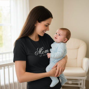 T-shirt Année d'établissement de maman personnalisée Écrit
