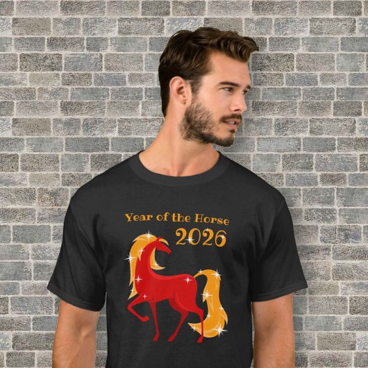 T-shirt Année du Cheval de Feu 2026 chinois Zodiac hommes