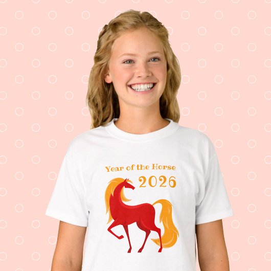 T-shirt Année du Cheval de Feu 2026 Chinoise Zodiac fille