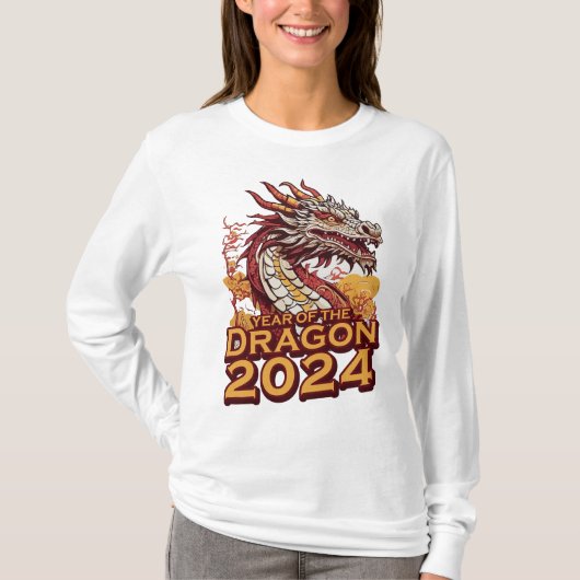 T-shirt Année du dragon 2024 Long Sleeve Femmes (Devant)