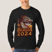 T-shirt Année du dragon 2024 Manche longue noire masculine (Devant)