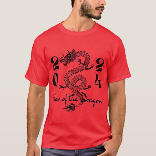 T-shirt Année du Dragon Noir (Devant)