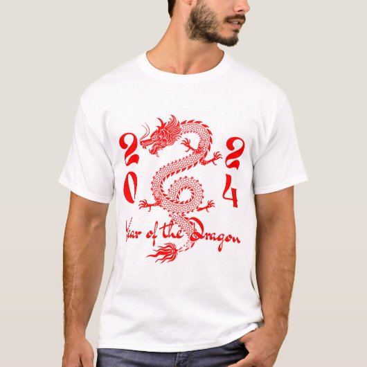 T-shirt Année du Dragon Rouge (Devant)