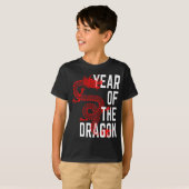 T-shirt Année du Dragon rouge blanc (Devant entier)