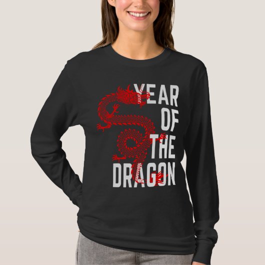 T-shirt Année du Dragon rouge blanc (Devant)
