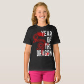 T-shirt Année du Dragon rouge blanc (Devant entier)