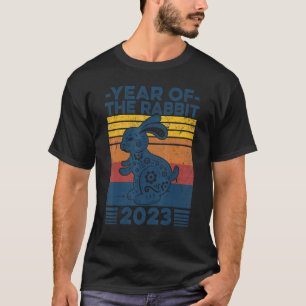 T-shirt Année du lapin 2023 Retro Sunset Chinese New Y