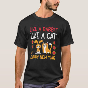T-shirt Année du lapin&chat chinois Zodiac Joyeux Nouvel A