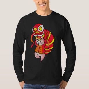 T-shirt Année du rat Costume Danseuse de Lion chinois Zodi