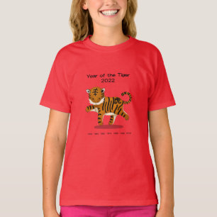 T-shirt Année du tigre 2022 Coute zodiaque Animal Rouge