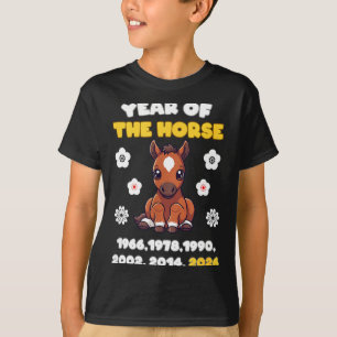 T-shirt Année Kawaii du Cheval Zodiaque Chinois 2026 Anima