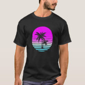 T-shirt Années 80 Vaporwave Sunset Palm Trees Bea (Devant)