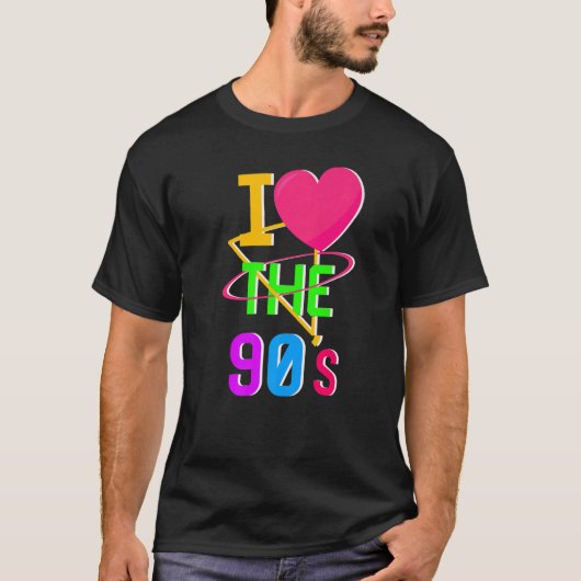 T-shirt Années 90 I Heart Nineties I Love The 90's Old Sc (Devant)