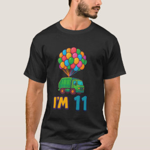 T-shirt Anniversaire 11 ans Camion à ordures Ballon Dessin
