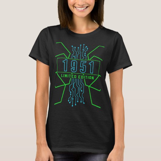 T-shirt Anniversaire 1951 Jeu Ordinateur Nerd (Devant)