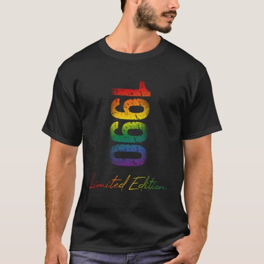 T-shirt Anniversaire 1990 Année Limitée Lgbtq Rainbow Prid (Devant)