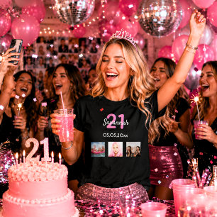 T-shirt anniversaire 21 ans photo personnalisée monogramme