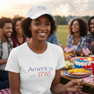 T-shirt Anniversaire 250 America 1776 Typographie Rouge Bl