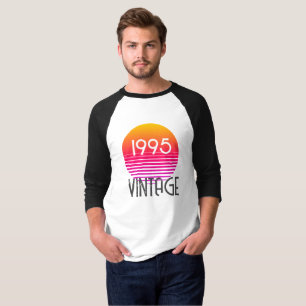 T-shirt Anniversaire 30 ans Vintage 1995 Neon Rétro Rayure