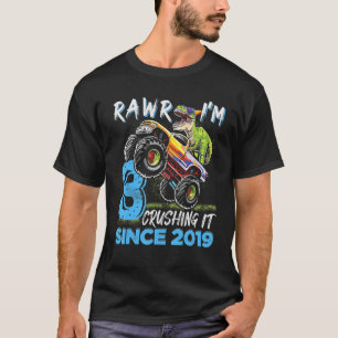 T-shirt Anniversaire 3 ans camion monstre dinosaure Rawr