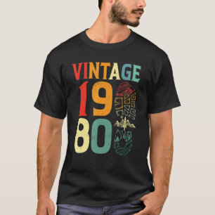 T-shirt Anniversaire 42 Ans 1980 Vintage Camping Randonnée