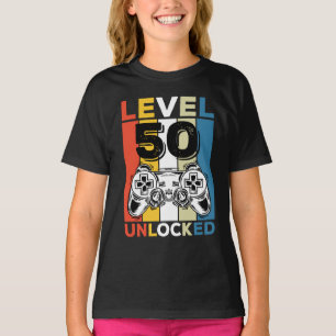 T-shirt Anniversaire 50 ans Niveau Débloqué 50 Jeux Rétro