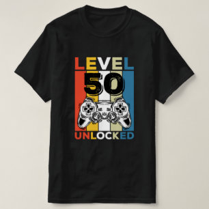 T-shirt Anniversaire 50 ans Niveau Débloqué 50 Jeux Vintag